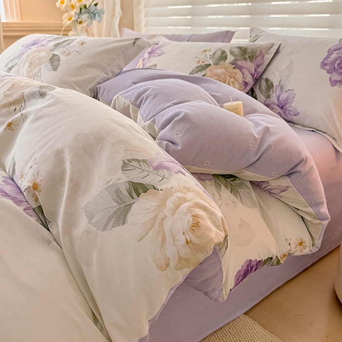 91家纺网 家纺一手货源 找家纺 壹号库 2025新款全棉四件套 紫梦