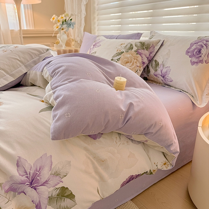 91家纺网 家纺一手货源 找家纺 壹号库 2025新款全棉四件套 紫梦