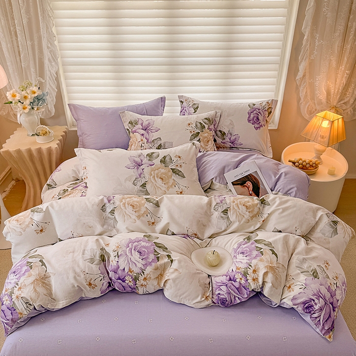 91家纺网 家纺一手货源 找家纺 壹号库 2025新款全棉四件套 紫梦