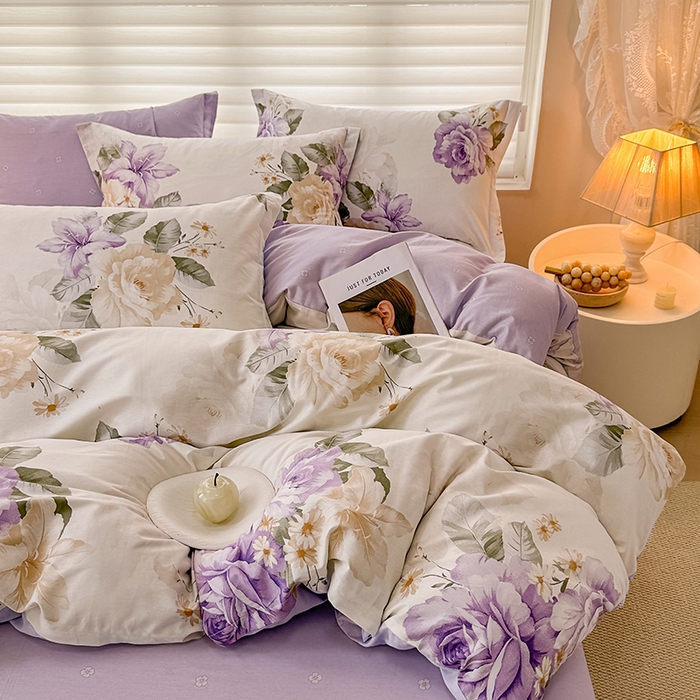 91家纺网 家纺一手货源 找家纺 壹号库 2025新款全棉四件套 紫梦