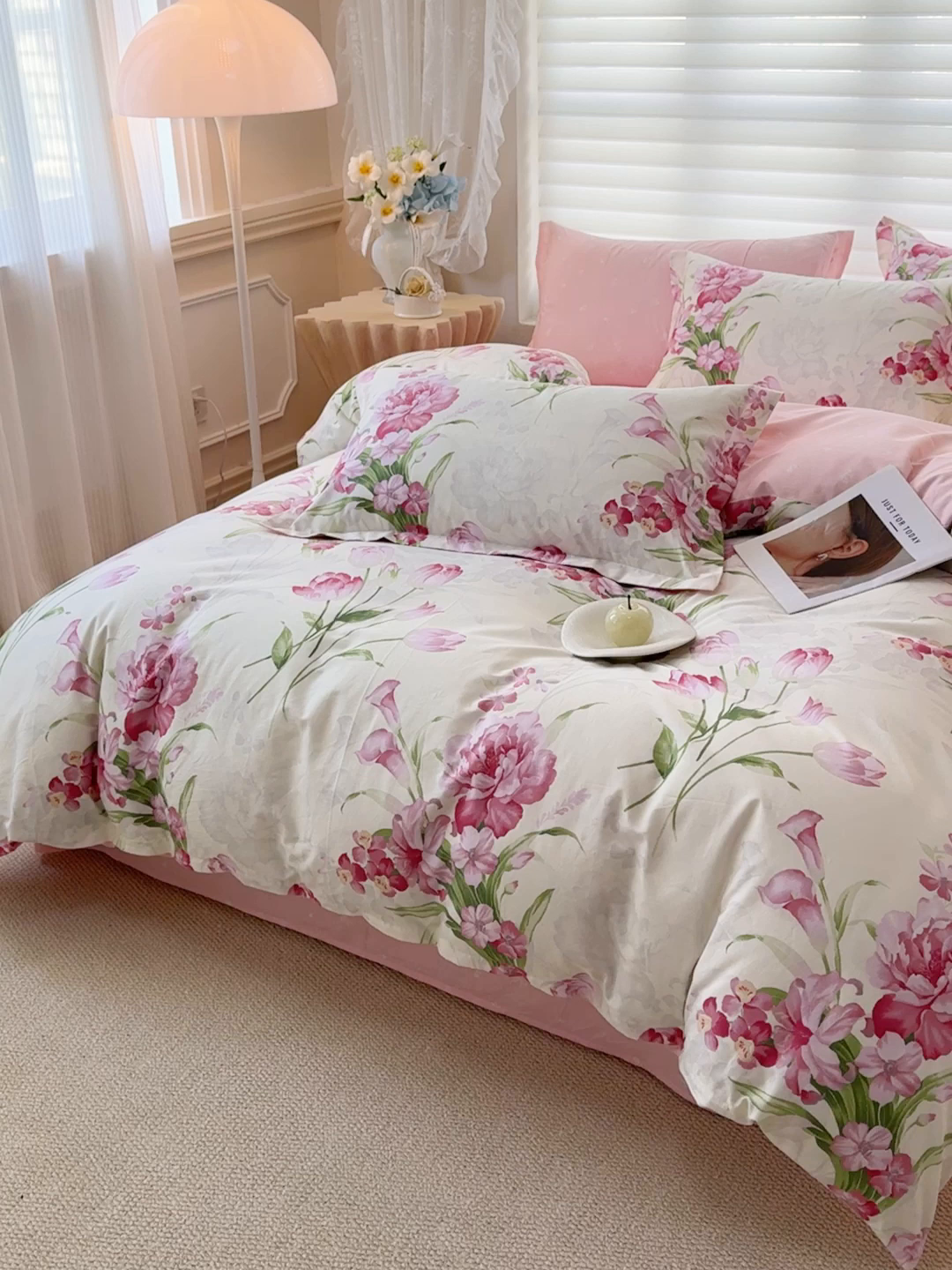 91家纺网 家纺一手货源 找家纺 壹号库 2025新款全棉四件套 粉茉