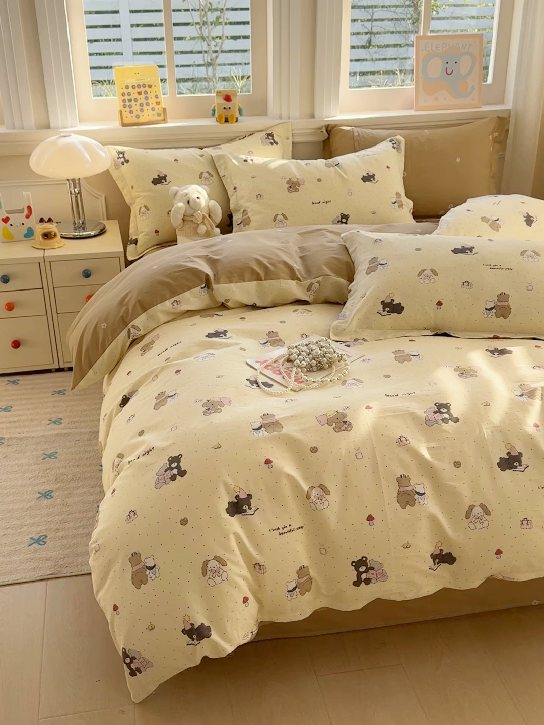 91家纺网 家纺一手货源 找家纺 壹号库 2025新款全棉四件套 小熊日记