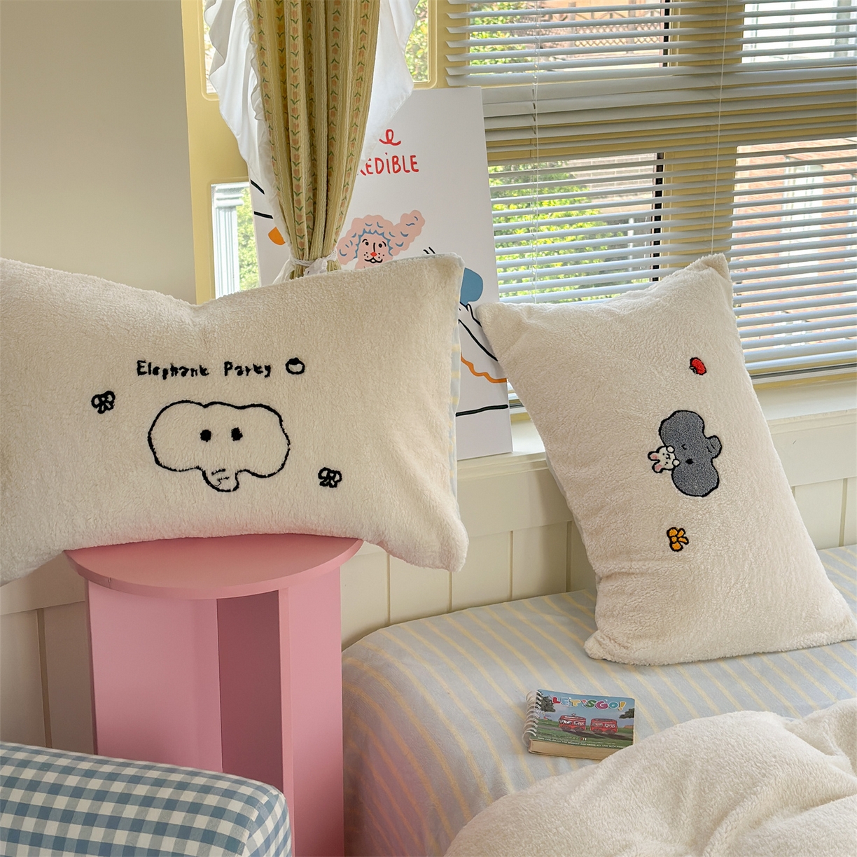 91家纺网 家纺一手货源 找家纺 暖生活 2025新款高克重细颗粒羊羔绒四件套 灰色小象