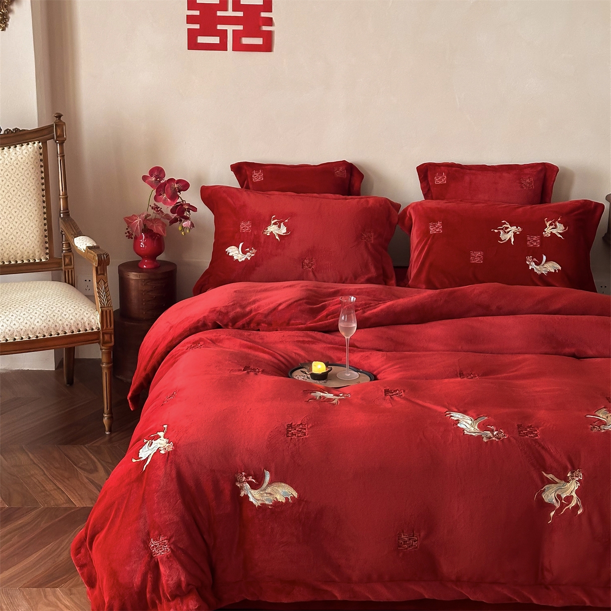 91家纺网 家纺一手货源 找家纺 （总）西西家居 2025新款230g牛奶绒婚庆刺绣四件套-金玉满堂 会员-20元 （各平台严格控价劵后不低于338元起!）