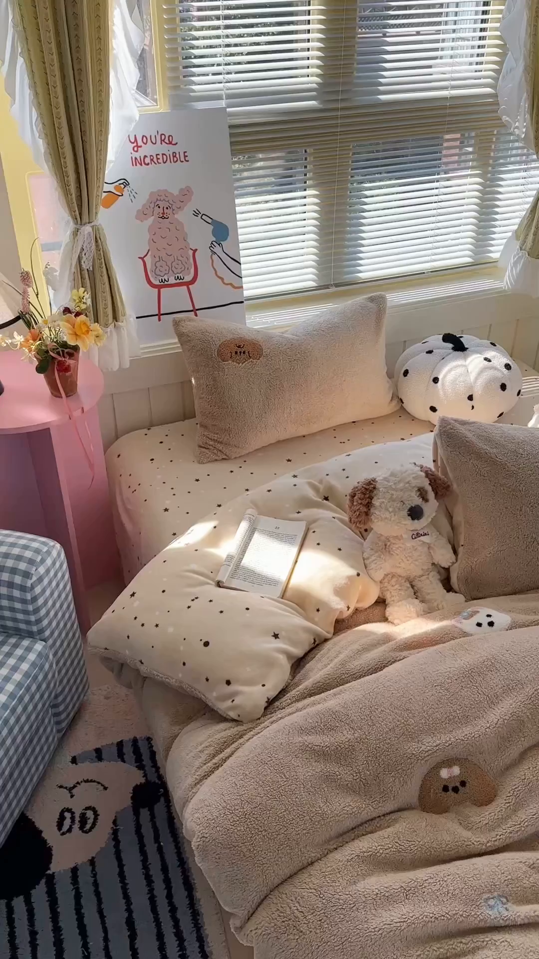 91家纺网 家纺一手货源 找家纺 暖生活 2025新款高克重细颗粒羊羔绒四件套 毛绒小狗