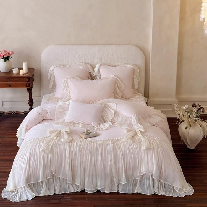 91家纺网 家纺一手货源 找家纺 （总）美芝莱床垫 2025新款亲肤舒适全消光牛奶绒床盖四件套-索菲亚 （券后控价： 床盖款 标准398 床盖款 加大418）