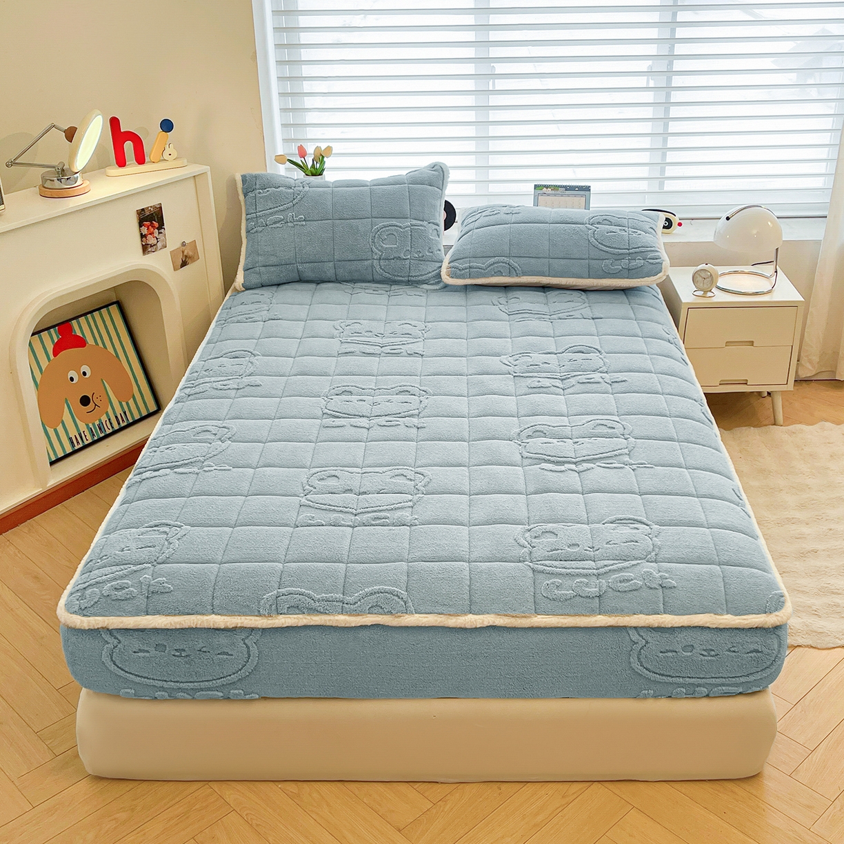 91家纺网 家纺一手货源 找家纺 （总）予梦家纺 2025新款塔芙绒加厚夹棉床笠床垫保护套