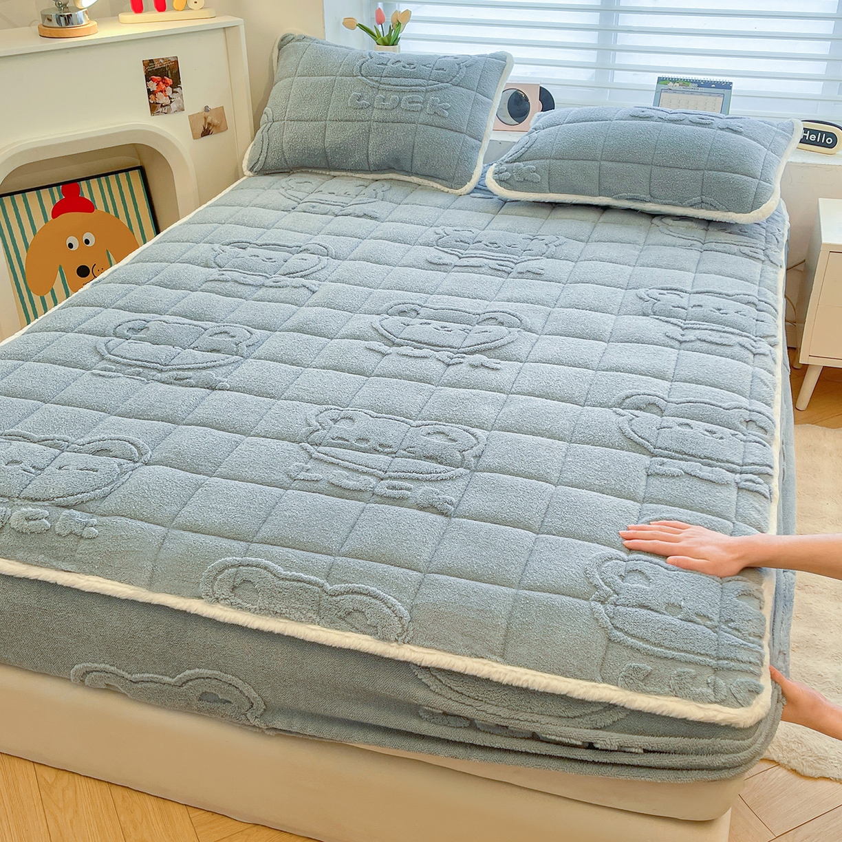 91家纺网 家纺一手货源 找家纺 （总）予梦家纺 2025新款塔芙绒加厚夹棉床笠床垫保护套