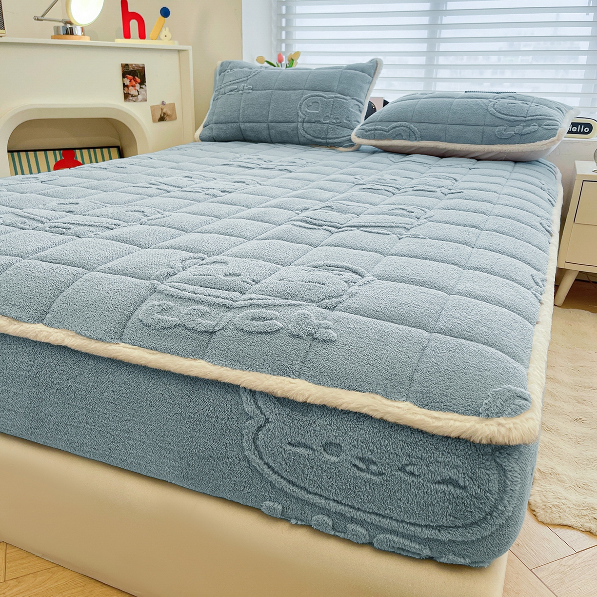 91家纺网 家纺一手货源 找家纺 （总）予梦家纺 2025新款塔芙绒加厚夹棉床笠床垫保护套