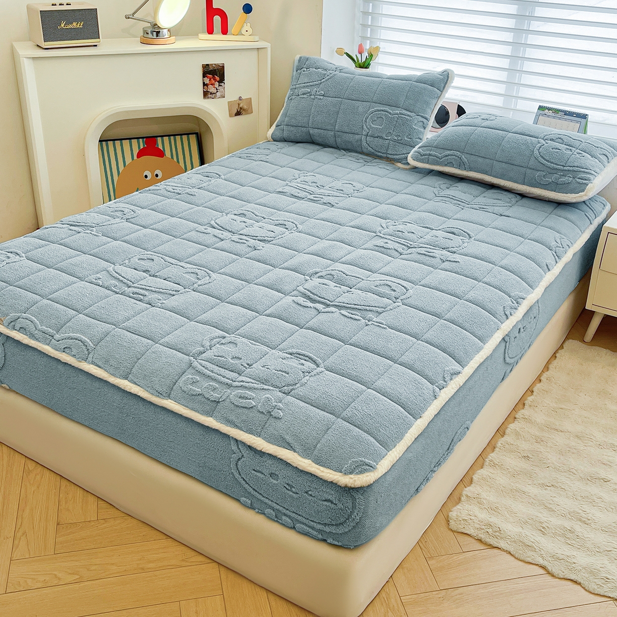 91家纺网 家纺一手货源 找家纺 （总）予梦家纺 2025新款塔芙绒加厚夹棉床笠床垫保护套