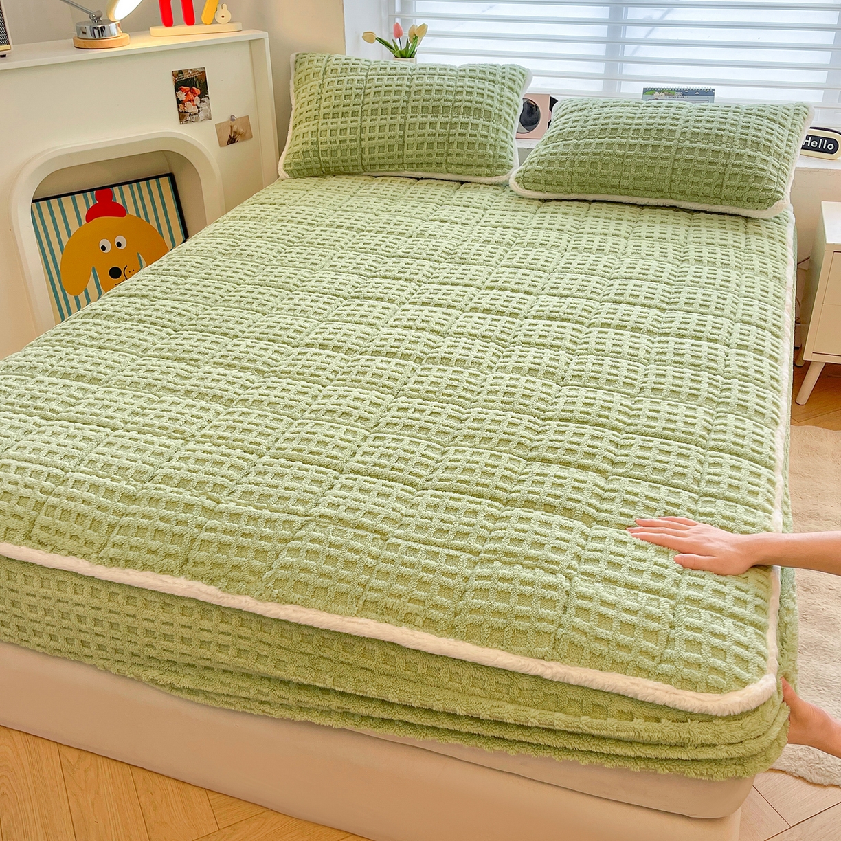 91家纺网 家纺一手货源 找家纺 （总）予梦家纺 2025新款塔芙绒加厚夹棉床笠床垫保护套