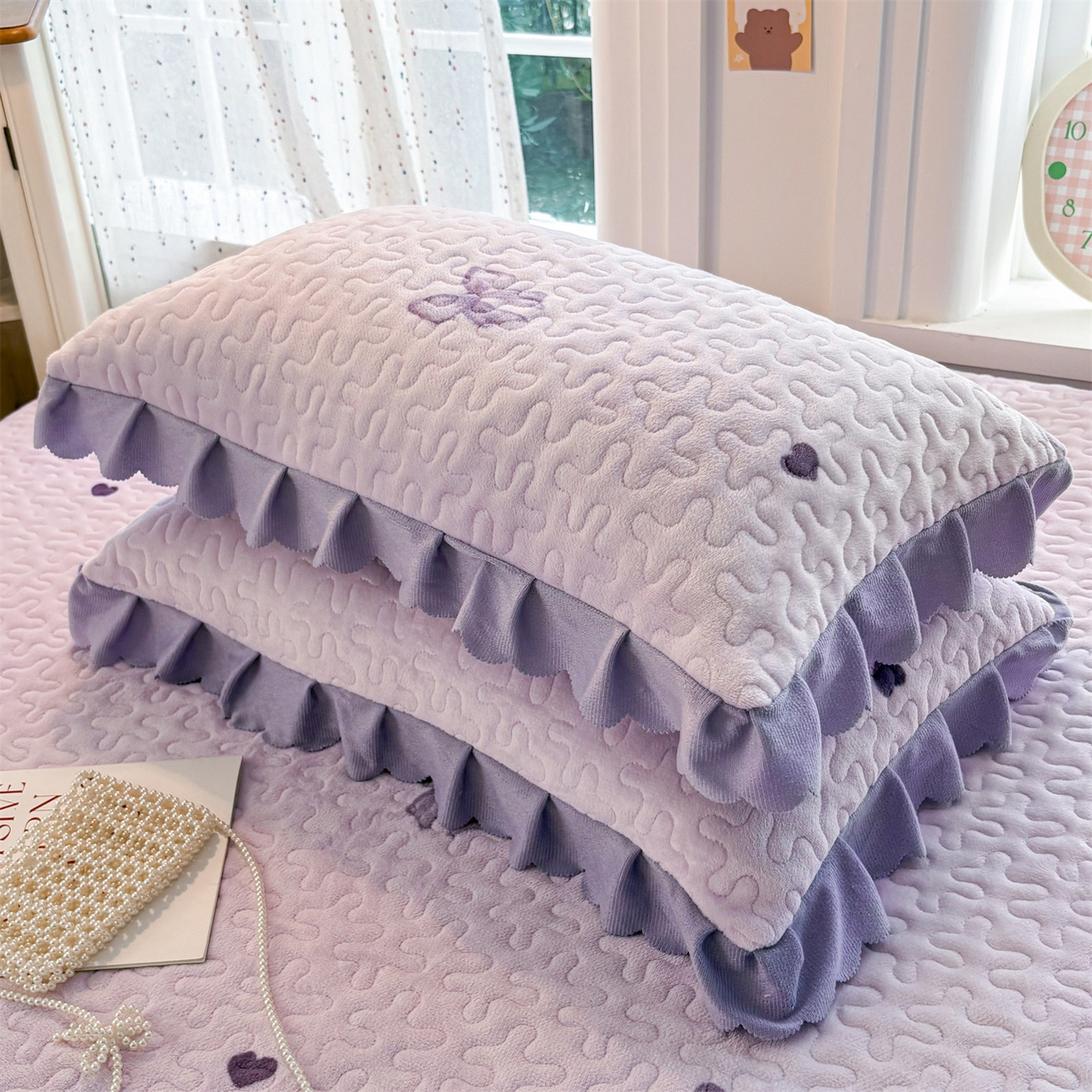 91家纺网 家纺一手货源 找家纺 艺慕家纺 2025新款时尚印花牛奶绒床盖四件套 罗曼爱人