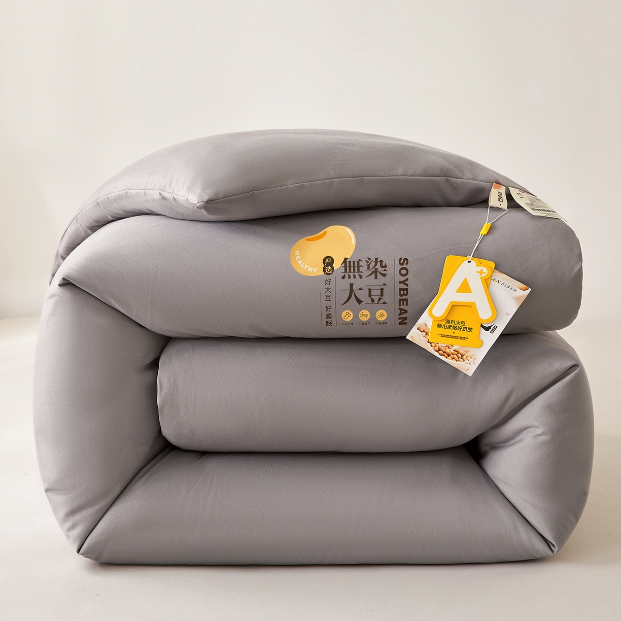 91家纺网 家纺一手货源 找家纺 上学郎家居 2025新款A类无染水洗棉大豆被子被芯 无染大豆 浅灰