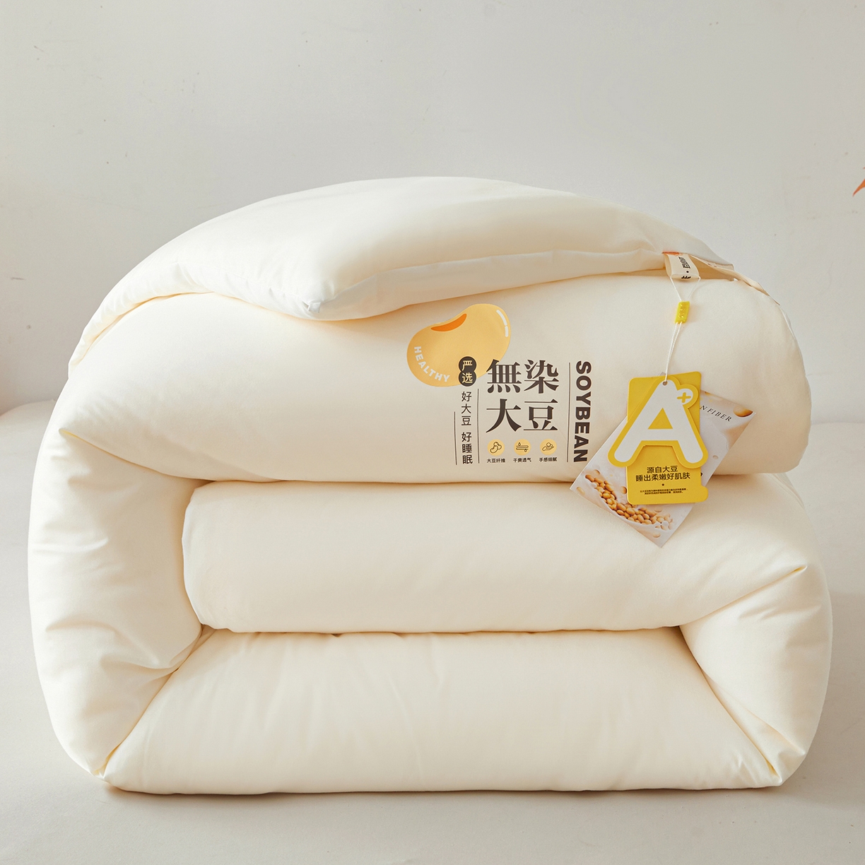 91家纺网 家纺一手货源 找家纺 上学郎家居 2025新款A类无染水洗棉大豆被子被芯 无染大豆 奶白