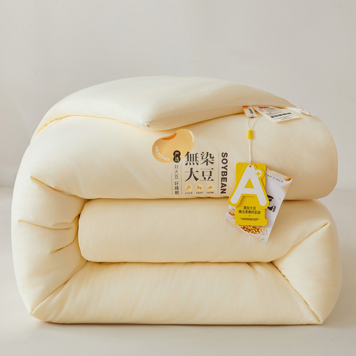 91家纺网 家纺一手货源 找家纺 上学郎家居 2025新款A类无染水洗棉大豆被子被芯 无染大豆 米黄