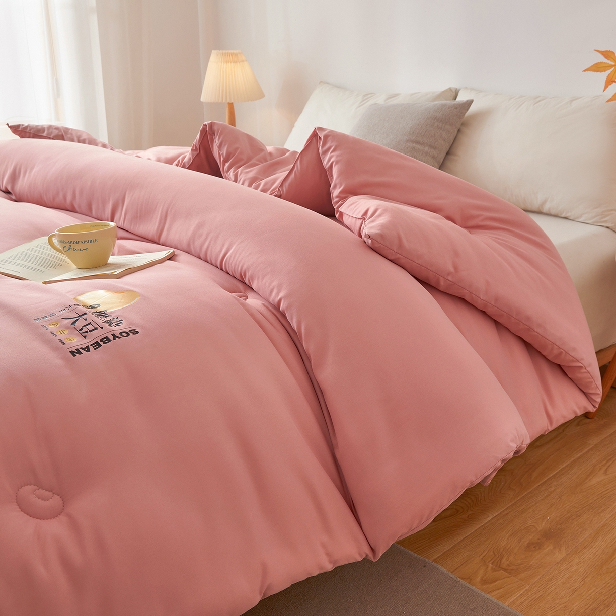 91家纺网 家纺一手货源 找家纺 上学郎家居 2025新款A类无染水洗棉大豆被子被芯 无染大豆 豆沙