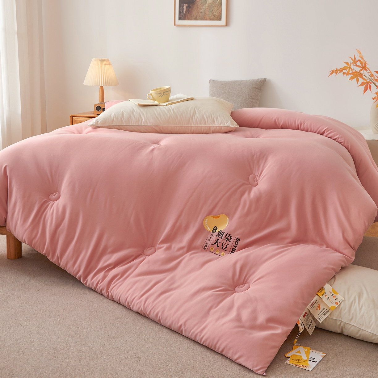 91家纺网 家纺一手货源 找家纺 上学郎家居 2025新款A类无染水洗棉大豆被子被芯 无染大豆 豆沙