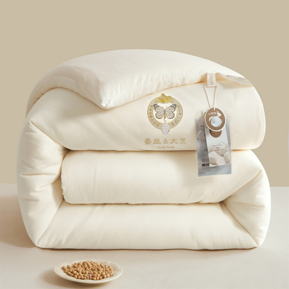上学郎家居 2025新款水洗棉大豆被子被芯-蝶舞 蝶舞大豆-云朵白