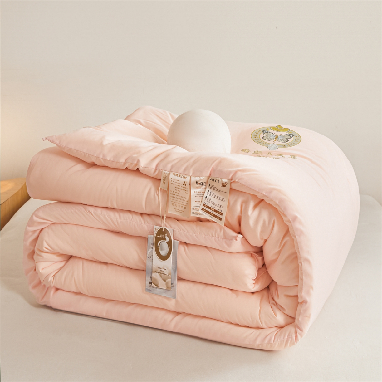 91家纺网 家纺一手货源 找家纺 上学郎家居 2025新款水洗棉大豆被子被芯-蝶舞 蝶舞大豆-柔肤玉