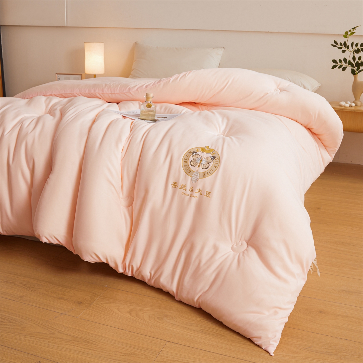 91家纺网 家纺一手货源 找家纺 上学郎家居 2025新款水洗棉大豆被子被芯-蝶舞 蝶舞大豆-柔肤玉