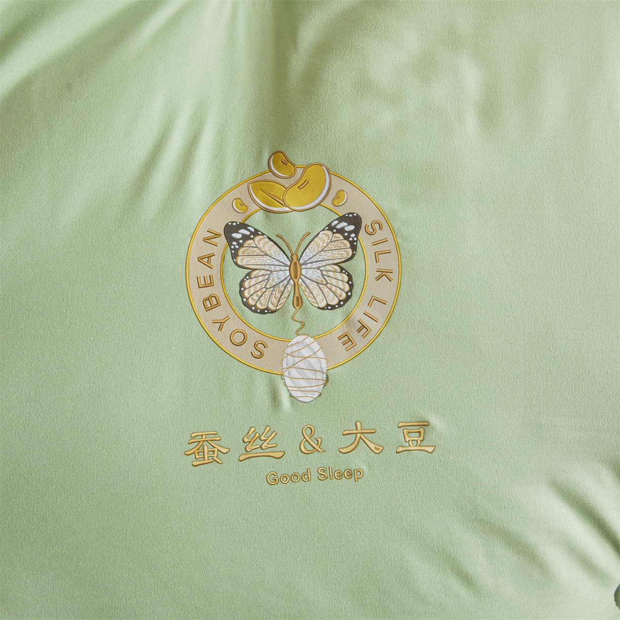 91家纺网 家纺一手货源 找家纺 上学郎家居 2025新款水洗棉大豆被子被芯-蝶舞 蝶舞大豆-青果绿