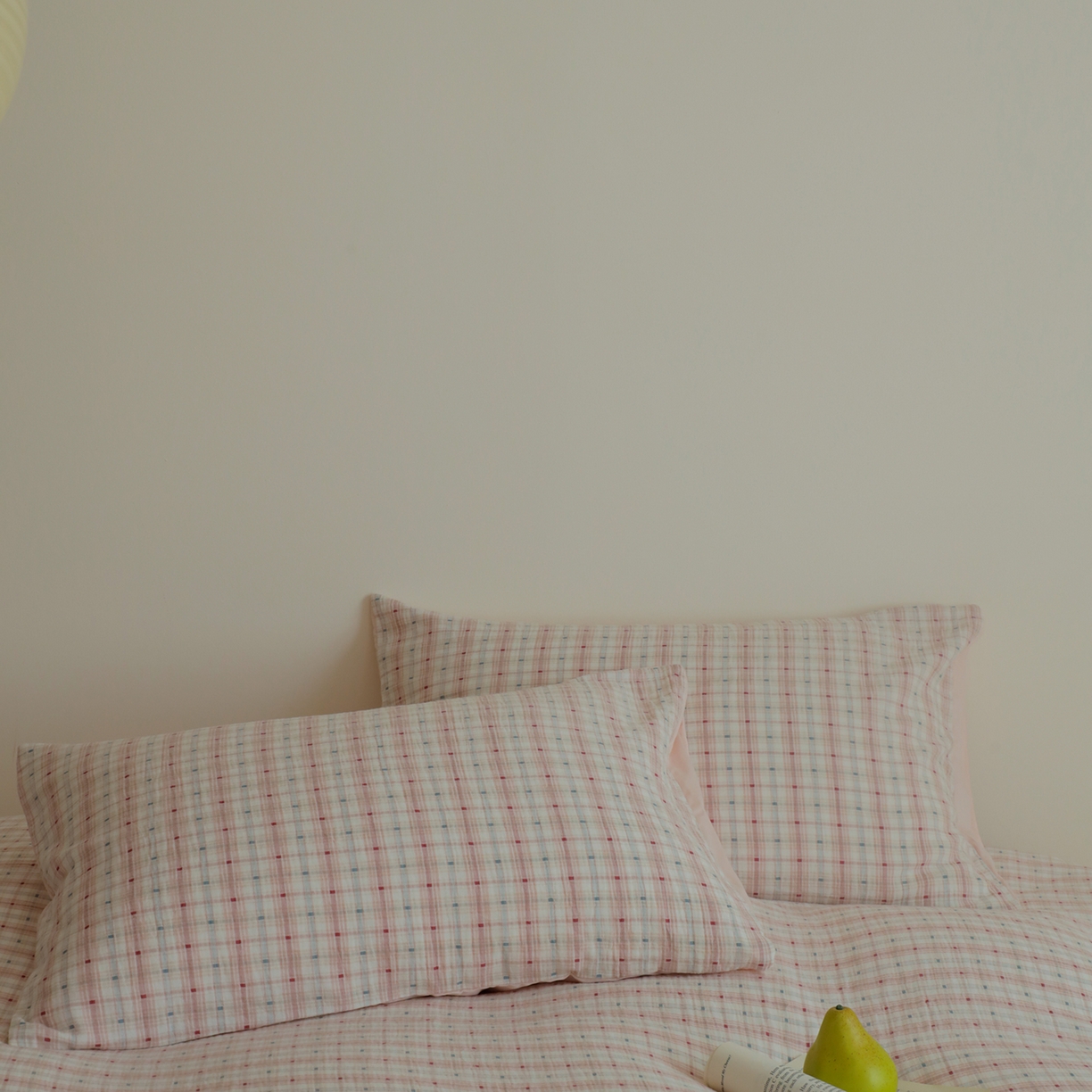 91家纺网 家纺一手货源 找家纺 小春日和 2025新款全棉双层纱A类母婴四件套纯棉提花纱布床上用品四件套纯色床单亲肤被套民宿套件1.8床笠 叙言-粉