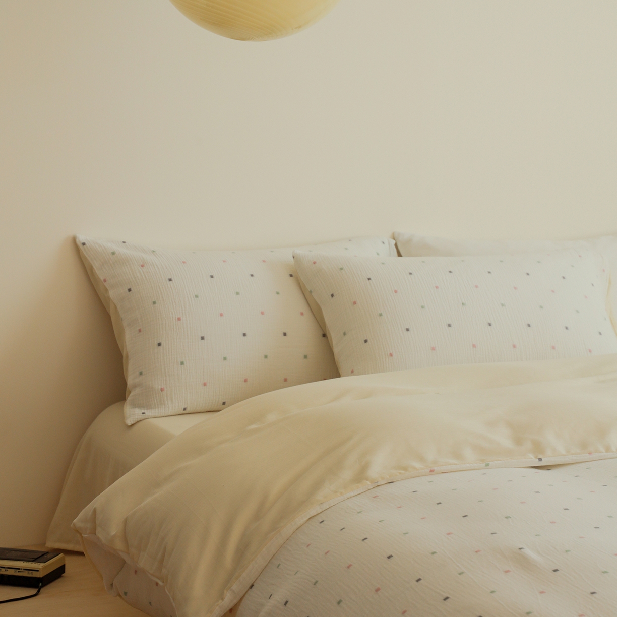 91家纺网 家纺一手货源 找家纺 （总）小春日和 2025新款全棉双层纱A类母婴四件套纯棉提花纱布床上用品四件套纯色床单亲肤被套民宿套件1.8床笠