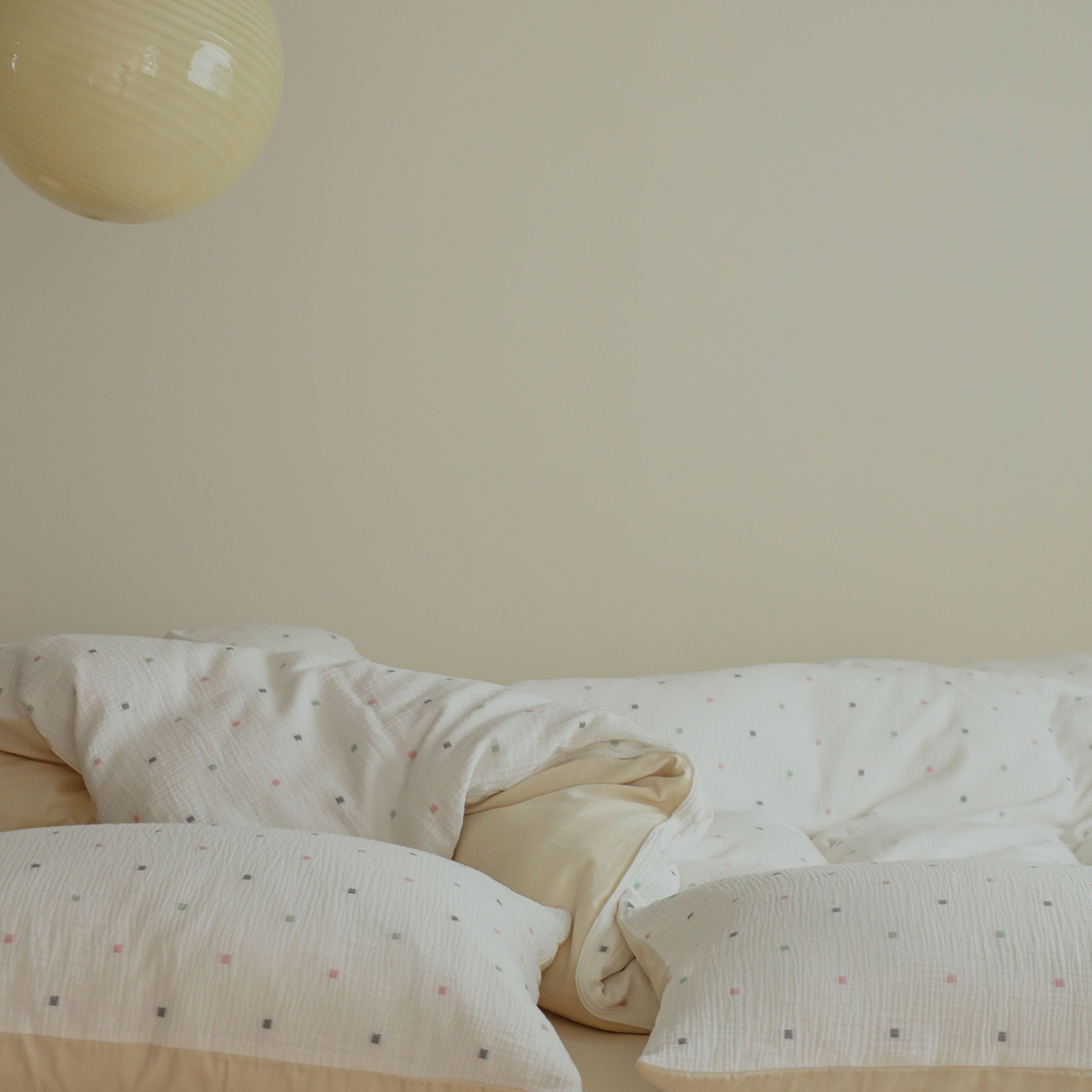 91家纺网 家纺一手货源 找家纺 （总）小春日和 2025新款全棉双层纱A类母婴四件套纯棉提花纱布床上用品四件套纯色床单亲肤被套民宿套件1.8床笠