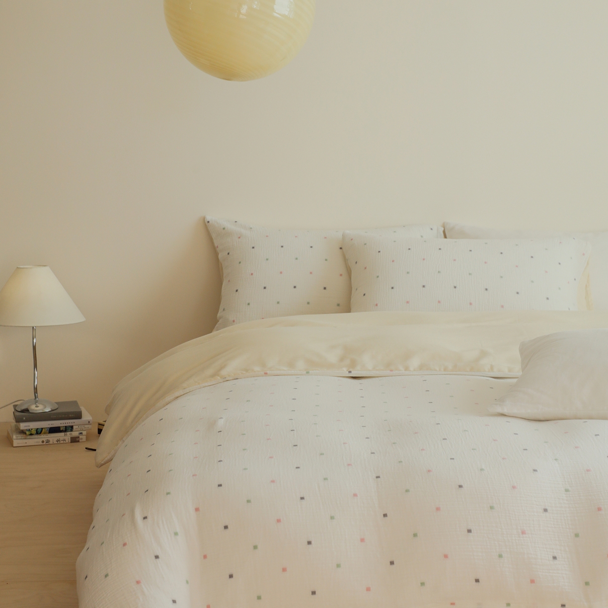 91家纺网 家纺一手货源 找家纺 （总）小春日和 2025新款全棉双层纱A类母婴四件套纯棉提花纱布床上用品四件套纯色床单亲肤被套民宿套件1.8床笠