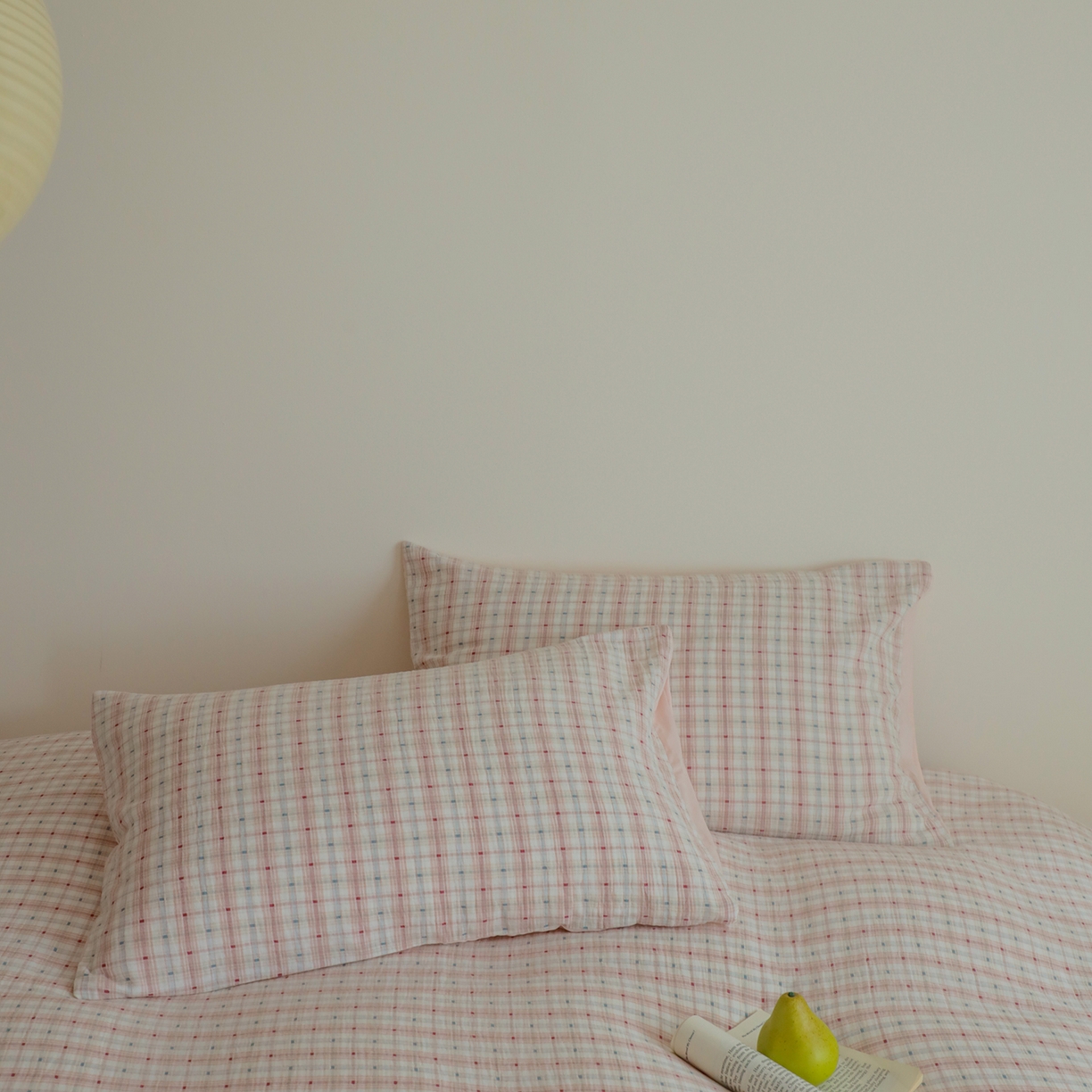 91家纺网 家纺一手货源 找家纺 小春日和 2025新款全棉双层纱A类母婴四件套纯棉提花纱布床上用品四件套纯色床单亲肤被套民宿套件1.8床笠 叙言-粉