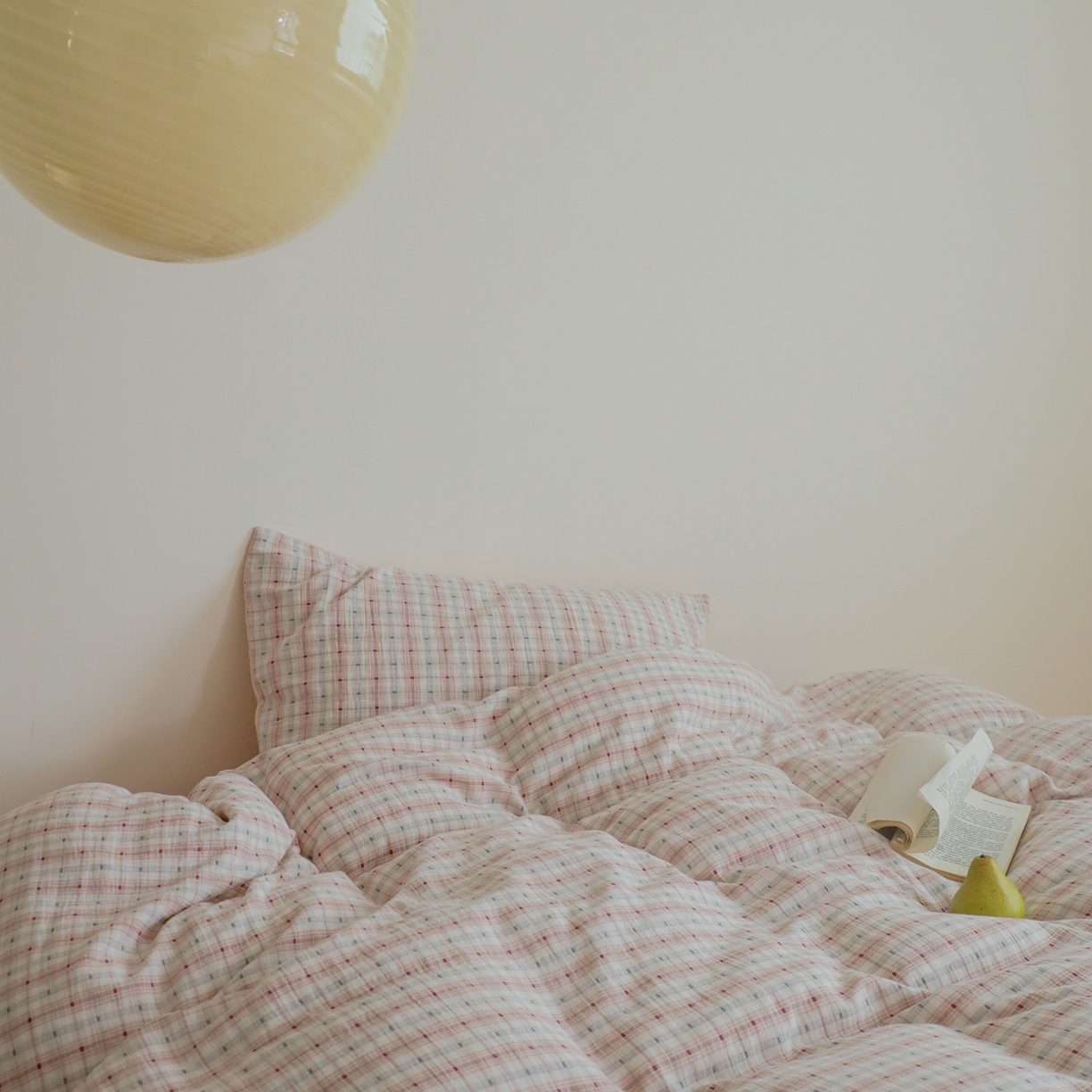 91家纺网 家纺一手货源 找家纺 小春日和 2025新款全棉双层纱A类母婴四件套纯棉提花纱布床上用品四件套纯色床单亲肤被套民宿套件1.8床笠 叙言-粉