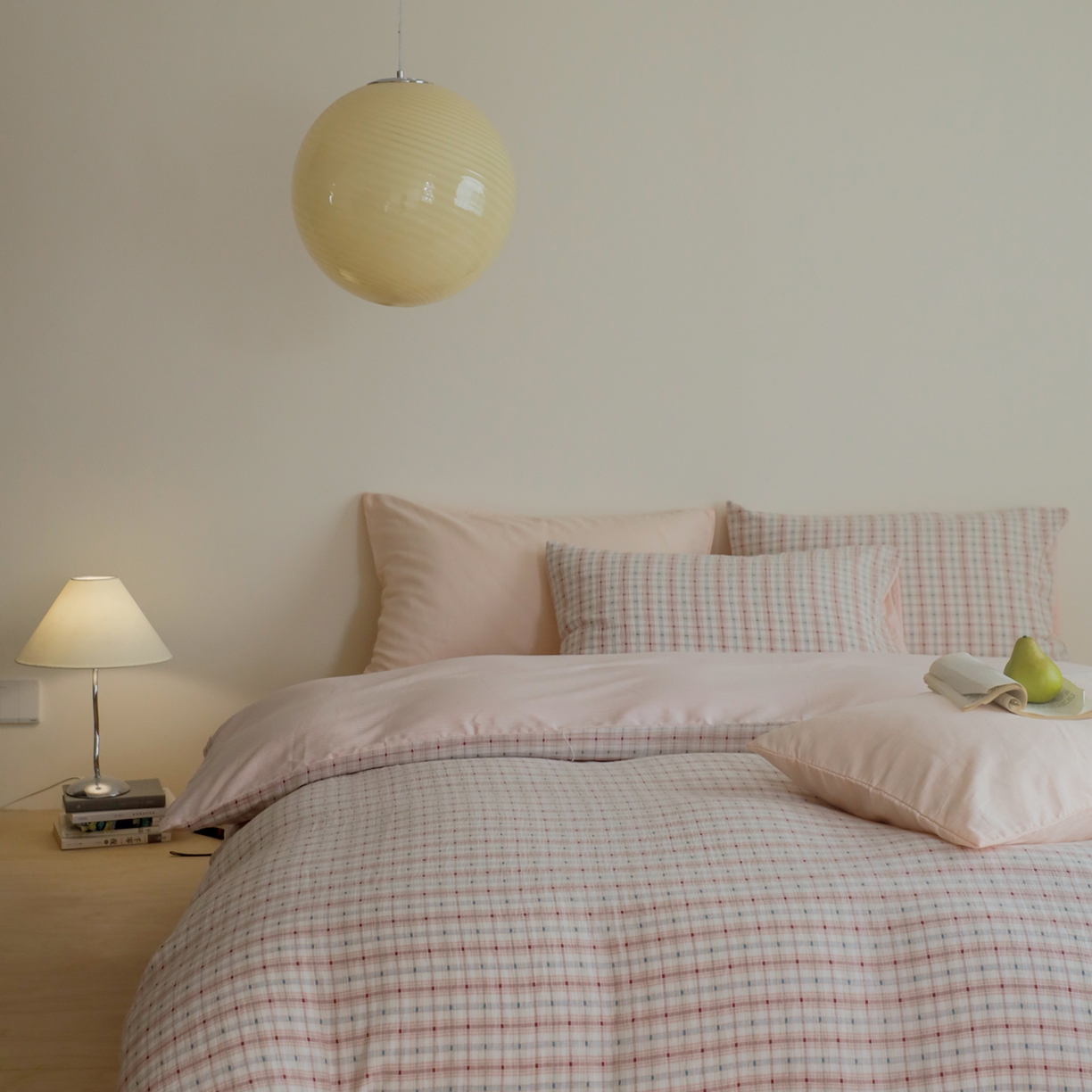 91家纺网 家纺一手货源 找家纺 小春日和 2025新款全棉双层纱A类母婴四件套纯棉提花纱布床上用品四件套纯色床单亲肤被套民宿套件1.8床笠 叙言-粉