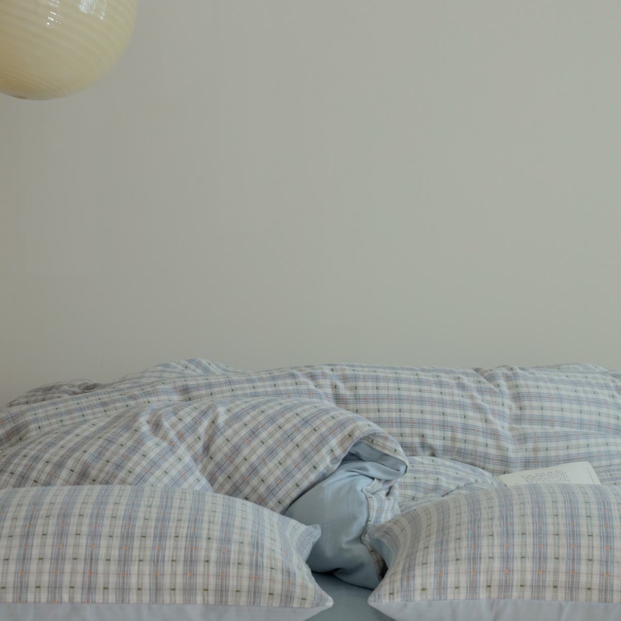 91家纺网 家纺一手货源 找家纺 小春日和 2025新款全棉双层纱A类母婴四件套纯棉提花纱布床上用品四件套纯色床单亲肤被套民宿套件1.8床笠 叙言-蓝