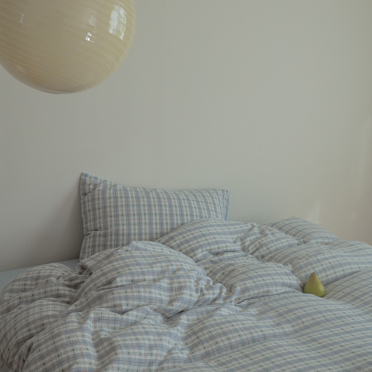 91家纺网 家纺一手货源 找家纺 小春日和 2025新款全棉双层纱A类母婴四件套纯棉提花纱布床上用品四件套纯色床单亲肤被套民宿套件1.8床笠 叙言-蓝