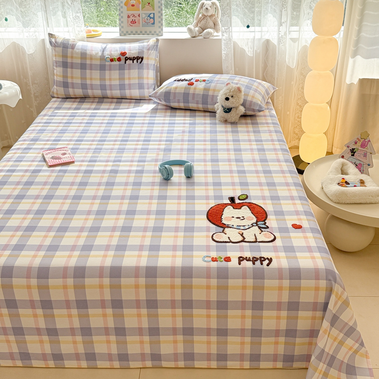 91家纺网 家纺一手货源 找家纺 沐辰 2025新款A类全棉磨毛绣花单品床单床笠 幸运西高地-床单