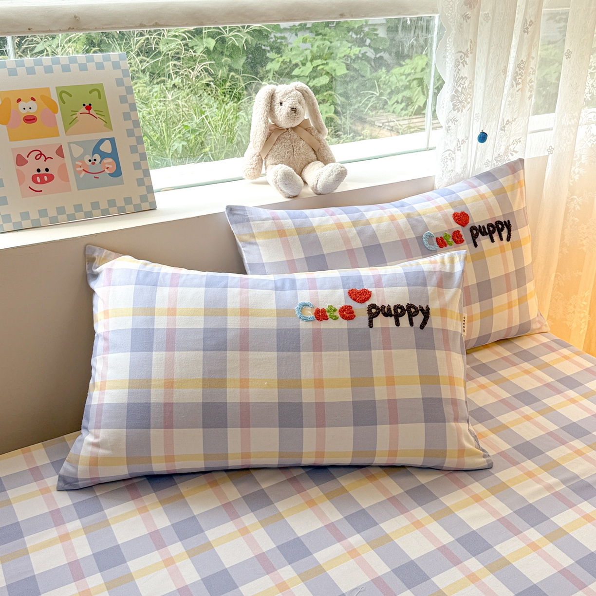 91家纺网 家纺一手货源 找家纺 沐辰 2025新款A类全棉磨毛绣花单品床单床笠 幸运西高地-床单