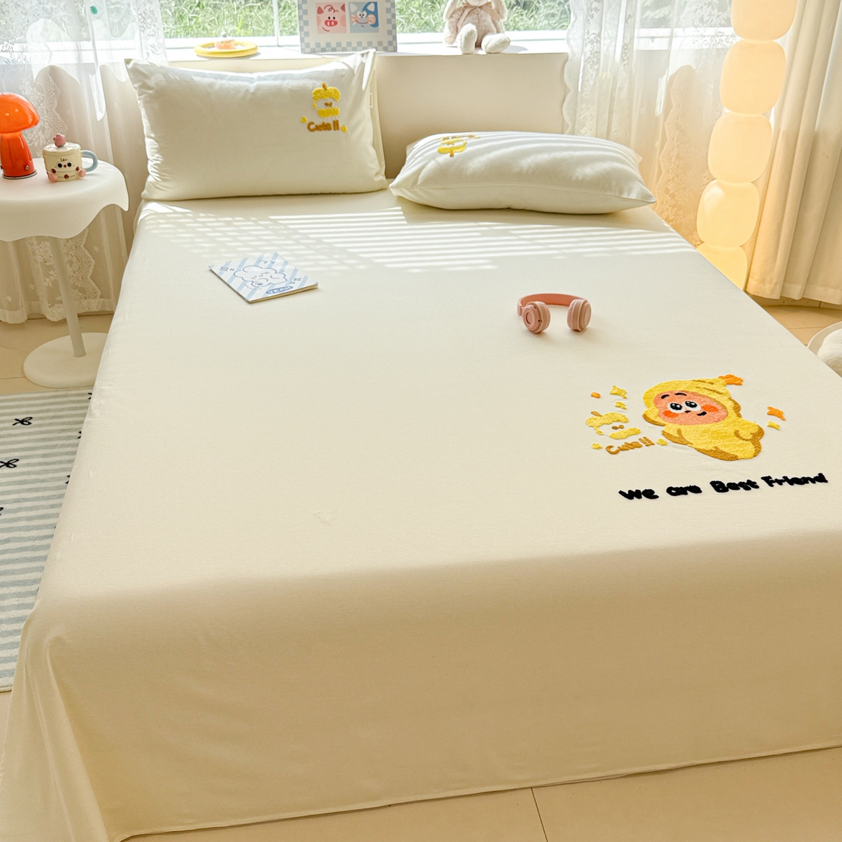 91家纺网 家纺一手货源 找家纺 （总）沐辰 2025新款A类全棉磨毛绣花单品床单床笠