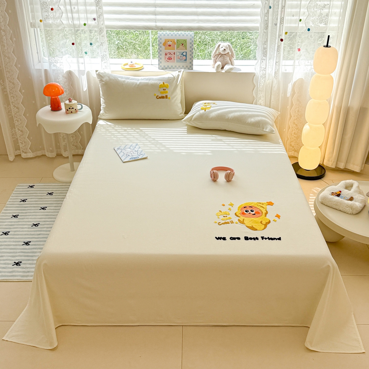 91家纺网 家纺一手货源 找家纺 （总）沐辰 2025新款A类全棉磨毛绣花单品床单床笠