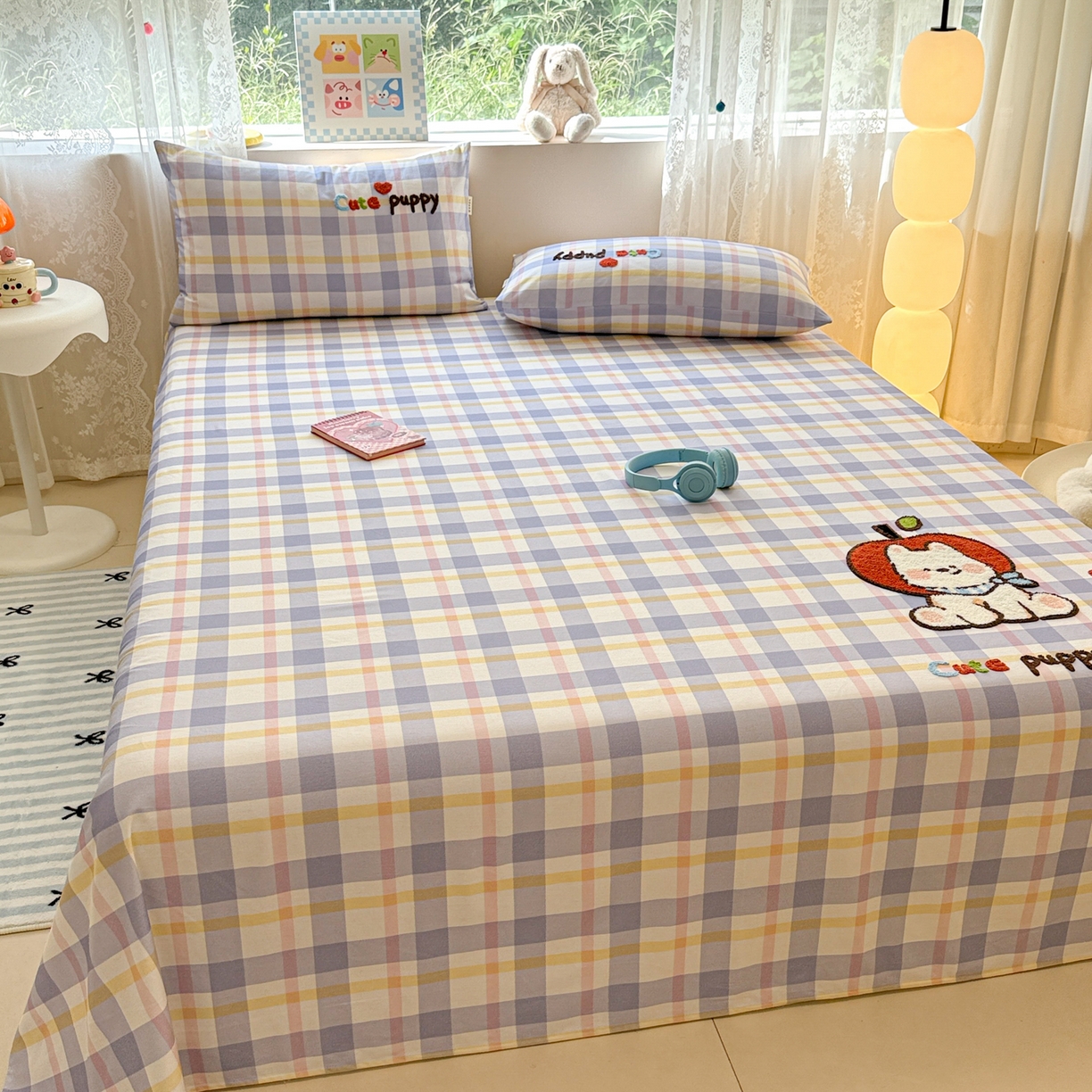 91家纺网 家纺一手货源 找家纺 沐辰 2025新款A类全棉磨毛绣花单品床单床笠 幸运西高地-床单