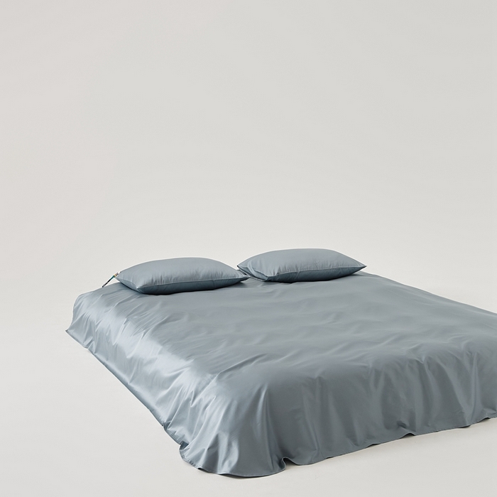 91家纺网 家纺一手货源 找家纺 涞澳家纺 2025新款亲肤舒适100S全棉分体（无衬系列）床单单品床单单件床单 100支全棉-蓝灰