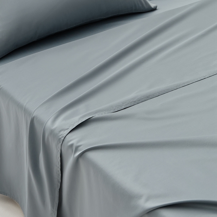 91家纺网 家纺一手货源 找家纺 涞澳家纺 2025新款亲肤舒适100S全棉分体（无衬系列）床单单品床单单件床单 100支全棉-蓝灰