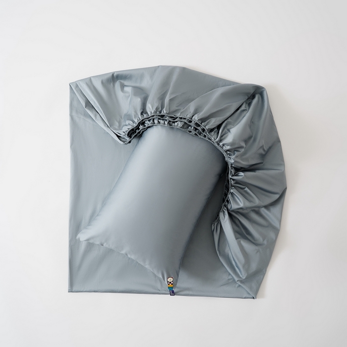 91家纺网 家纺一手货源 找家纺 涞澳家纺 2025新款亲肤舒适100S全棉分体（无衬系列）床笠单品床笠单件床笠 100支全棉-蓝灰