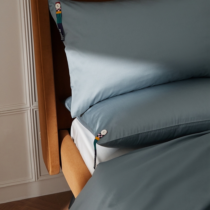 91家纺网 家纺一手货源 找家纺 涞澳家纺 2025新款亲肤舒适100S全棉分体（无衬系列）枕套单品枕套单件枕套 100支全棉-蓝灰