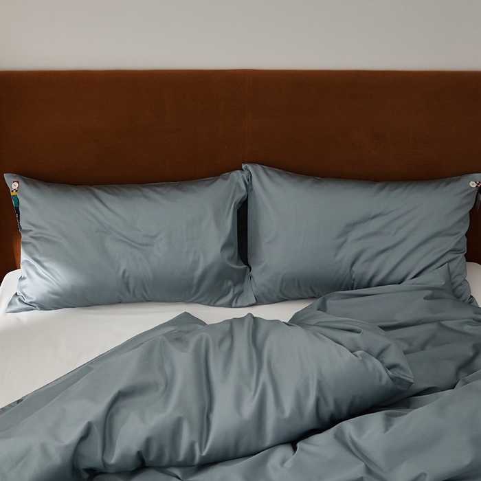 91家纺网 家纺一手货源 找家纺 涞澳家纺 2025新款亲肤舒适100S全棉分体（无衬系列）枕套单品枕套单件枕套 100支全棉-蓝灰