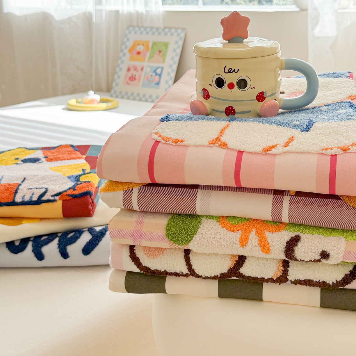 91家纺网 家纺一手货源 找家纺 沐辰 2025新款A类全棉磨毛绣花单品床单床笠 组合图仅展示