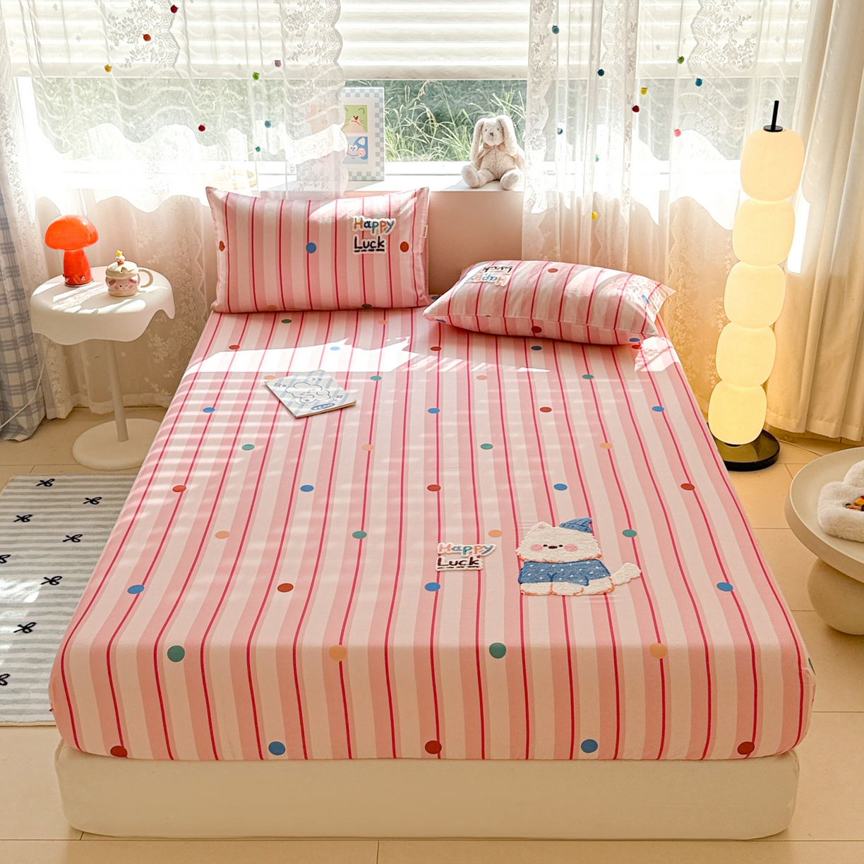 沐辰 2025新款A类全棉磨毛绣花单品床单床笠 点点西高地-床笠