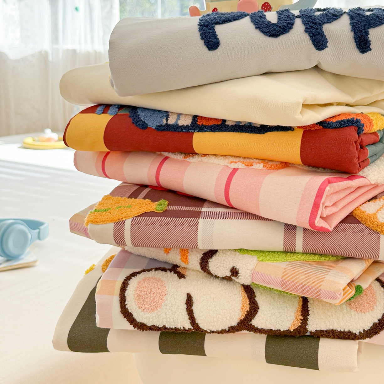 91家纺网 家纺一手货源 找家纺 沐辰 2025新款A类全棉磨毛绣花单品床单床笠 组合图仅展示