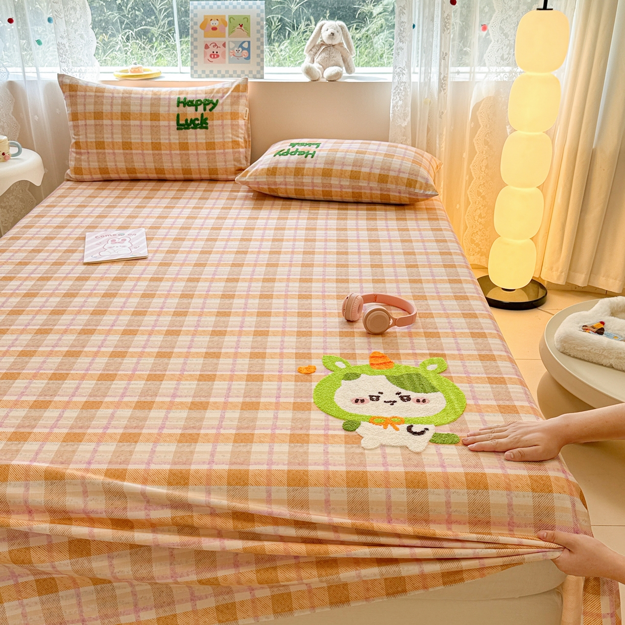 91家纺网 家纺一手货源 找家纺 沐辰 2025新款A类全棉磨毛绣花单品床单床笠 超酷吉伊卡哇-床单