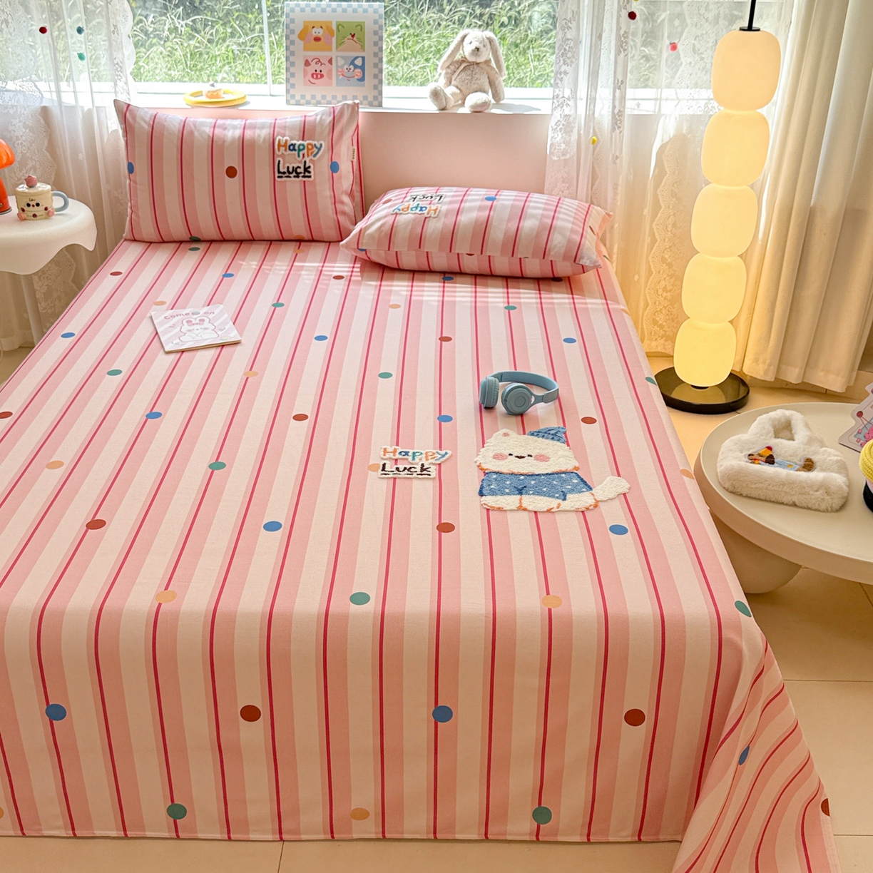 91家纺网 家纺一手货源 找家纺 沐辰 2025新款A类全棉磨毛绣花单品床单床笠 点点西高地-床单