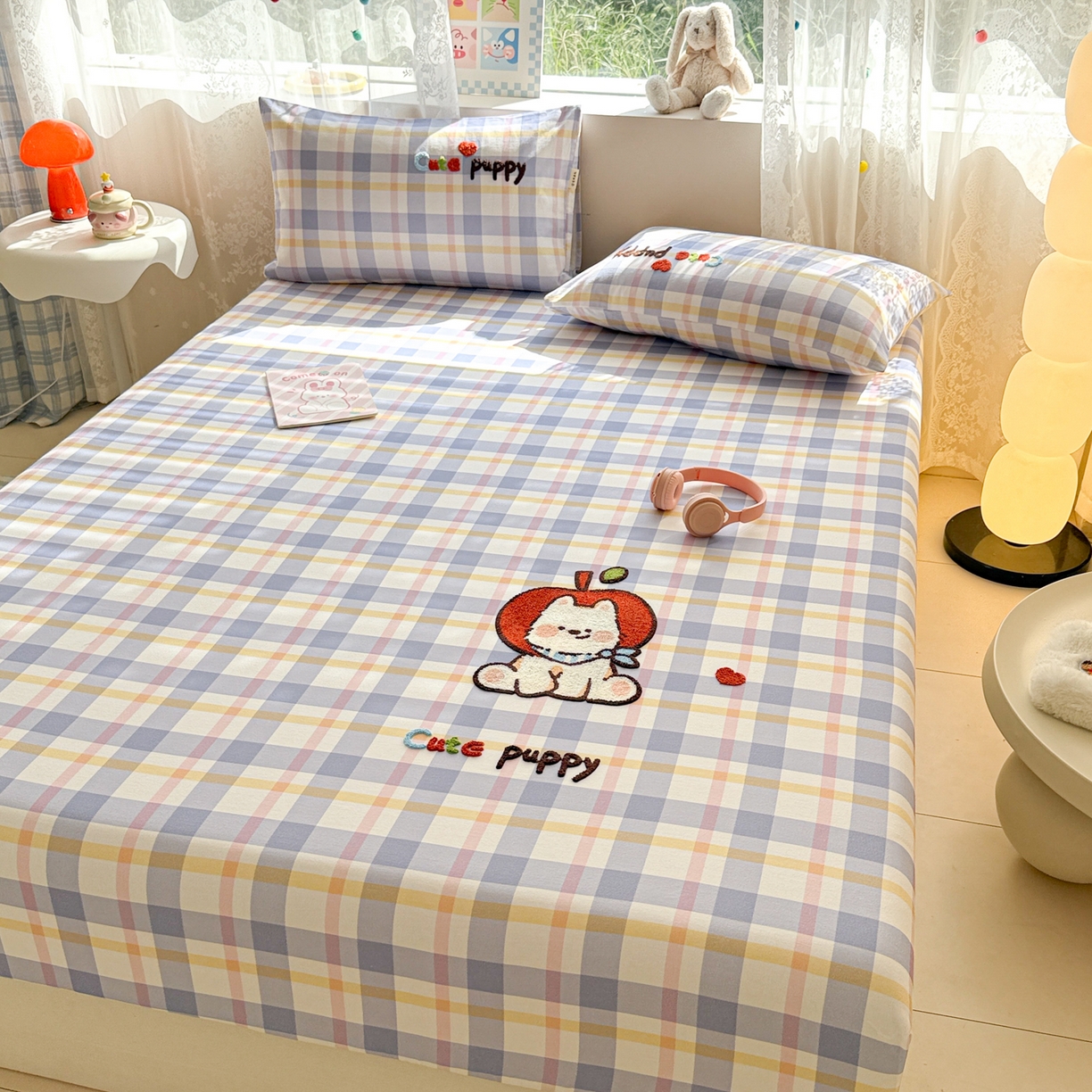 91家纺网 家纺一手货源 找家纺 沐辰 2025新款A类全棉磨毛绣花单品床单床笠 幸运西高地-床笠